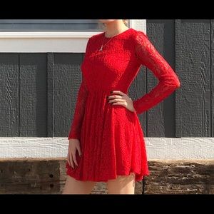 Red lace dress